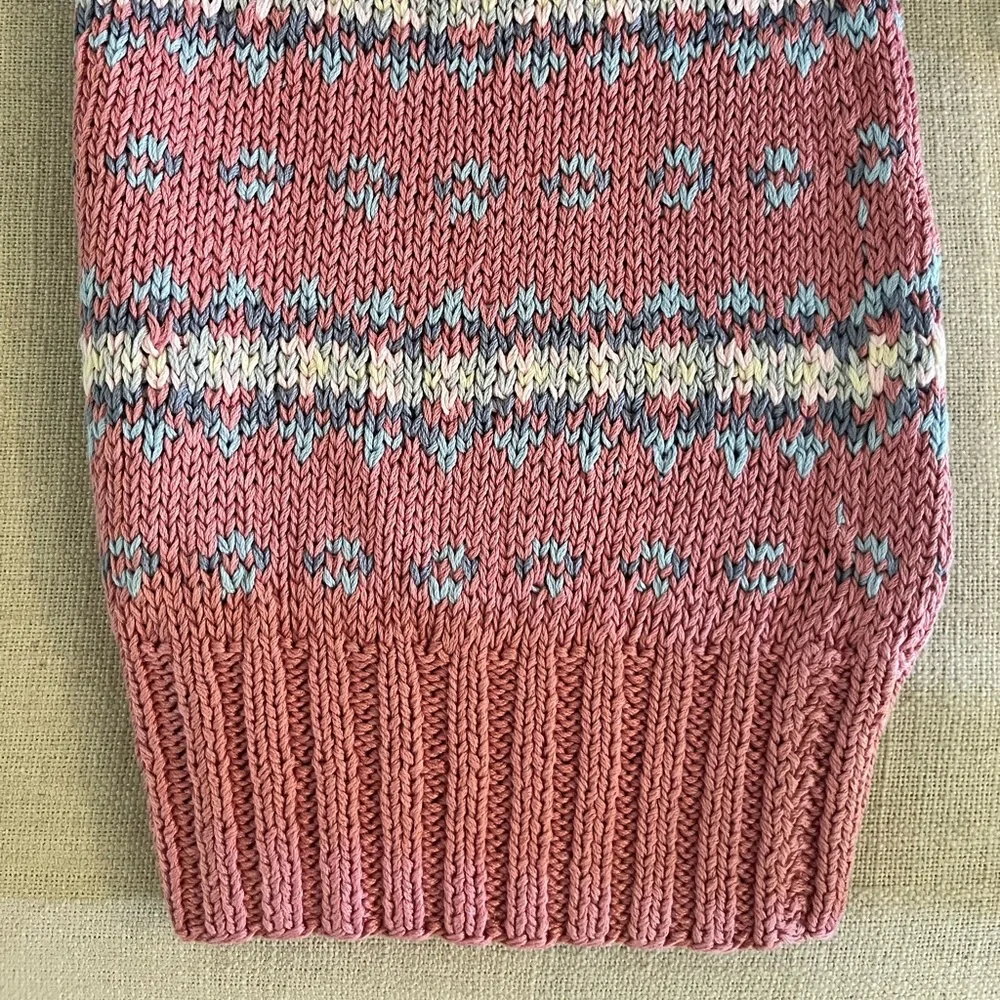 1980s Vintage Pink Cotton Patterned Sweater - Picture 7 of 9